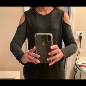 Dark Gray cold shoulder top